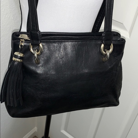 Tiganello Black leather crossbody shoulder bag - Picture 2 of 10